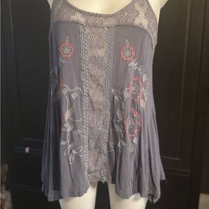 Mystree Floral Embroidered Camisole - Gray